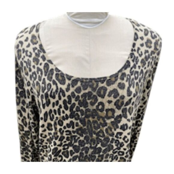 NYGARD Collection Leopard Sweater Metallic Knit Pullover Sz. 0X - Picture 8 of 9